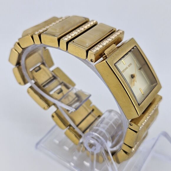 Michael Kors Women's Watch 24MM Gold Dial Gold Bracelet 6" New Battery - Picture 5 of 15